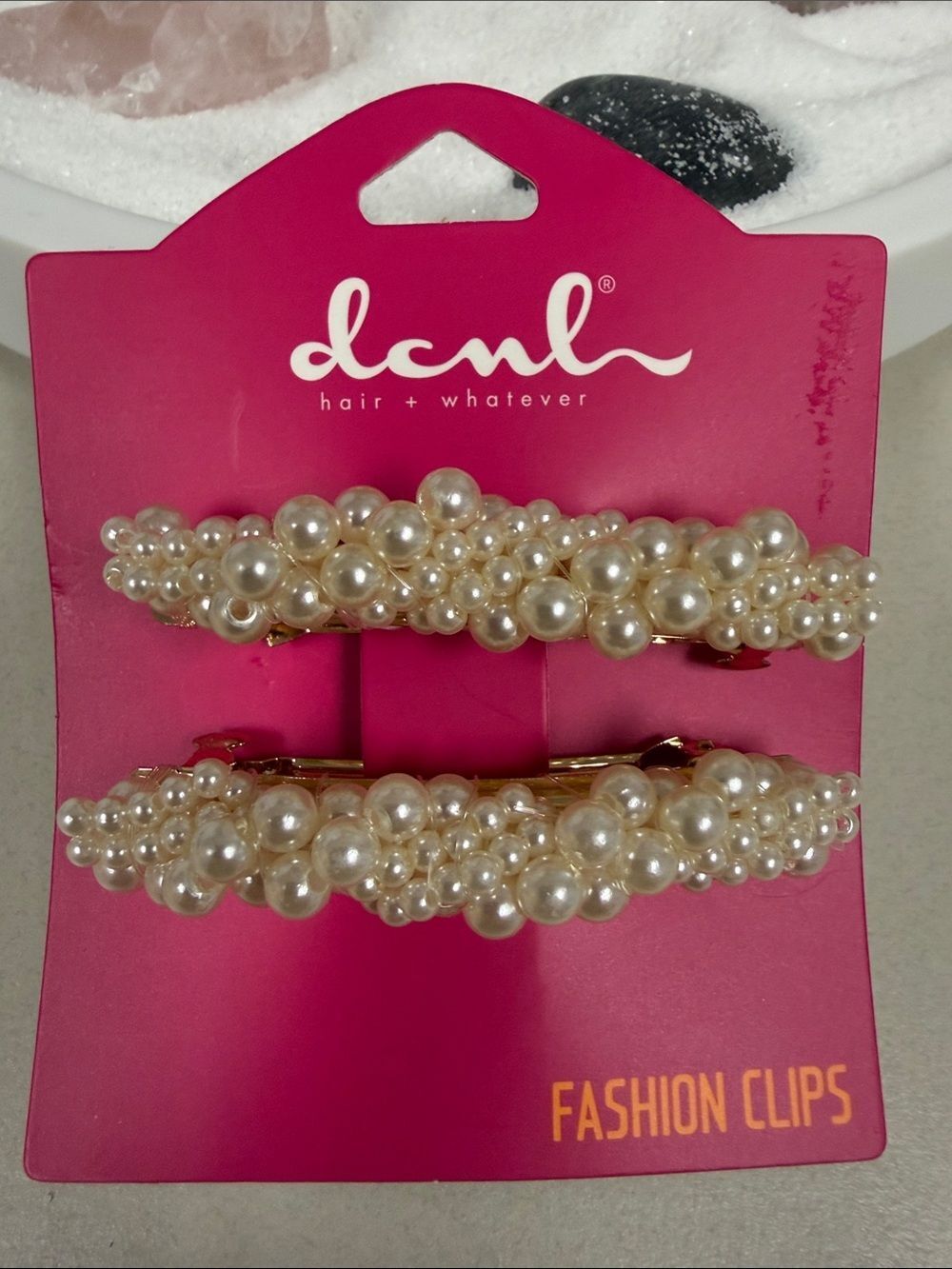Luxurious Ivory Gold Tone Clustered Faux Pearl Barrettes Automatic Hair Clips